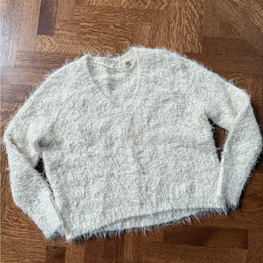KNITTED & KNOTTED Anthropologie Wool Cotton Sweater Eyelash Knit Textured Cozy S